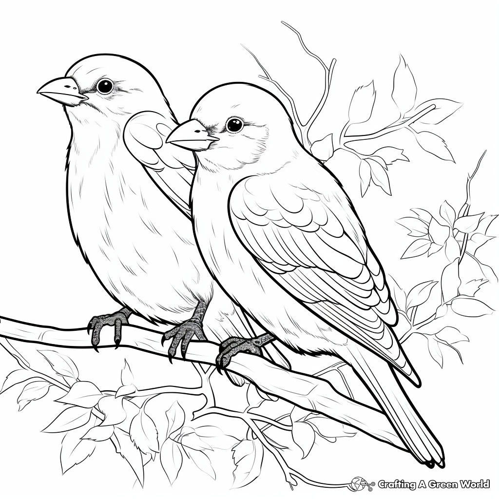 Charming Raven Pair Coloring Pages 2