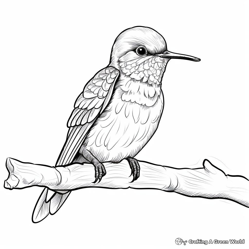 Charming Ruby-Throated Hummingbird Coloring Pages 2