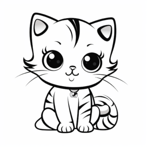 Charming Scottish Fold Kitten Coloring Pages 1