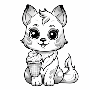Charming Siamese Cat With Ice Cream Coloring Pages 4
