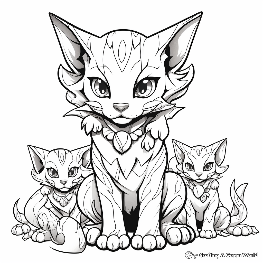 Charming Sphinx Cat Pack Coloring Pages 1
