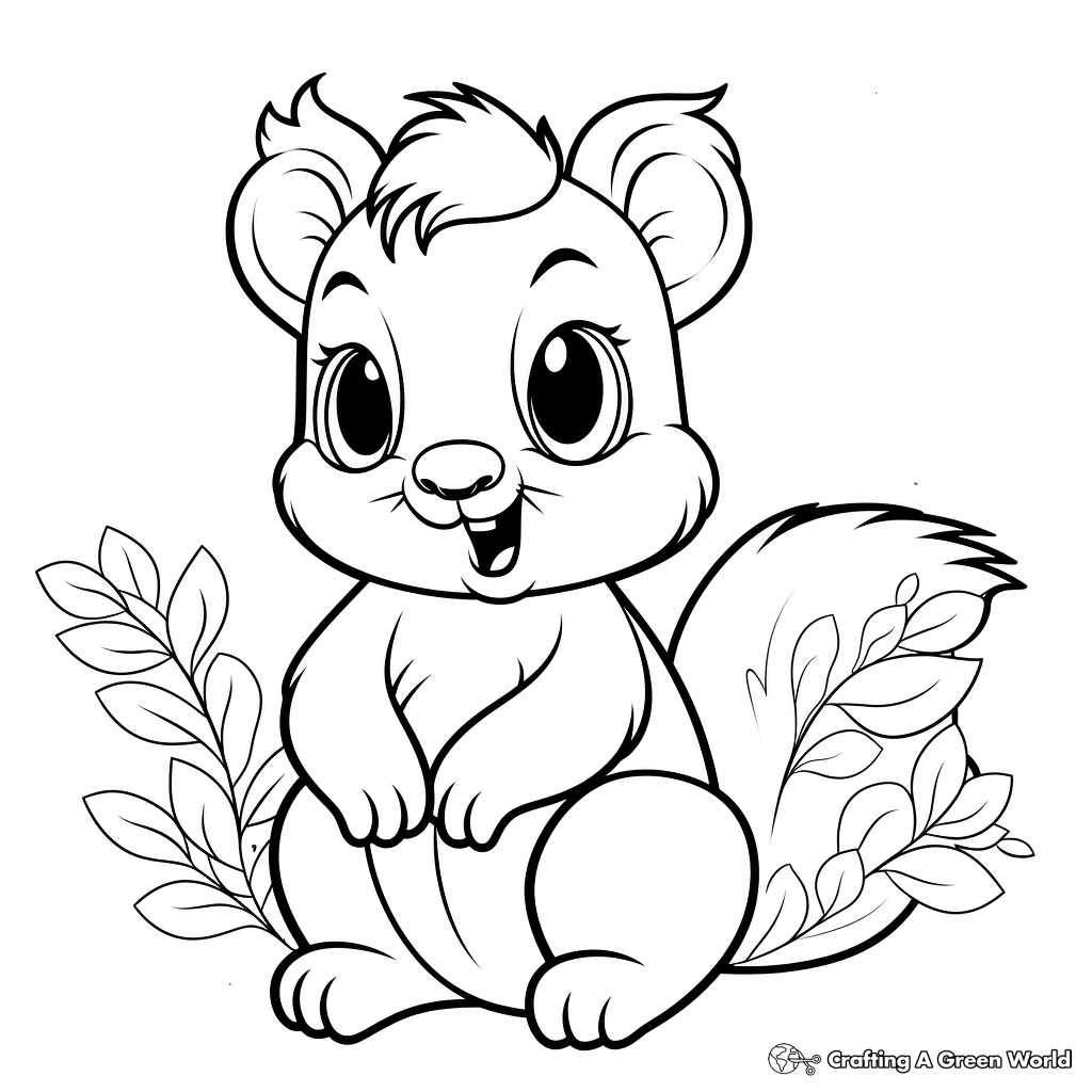Charming Squirrel Coloring Pages 2