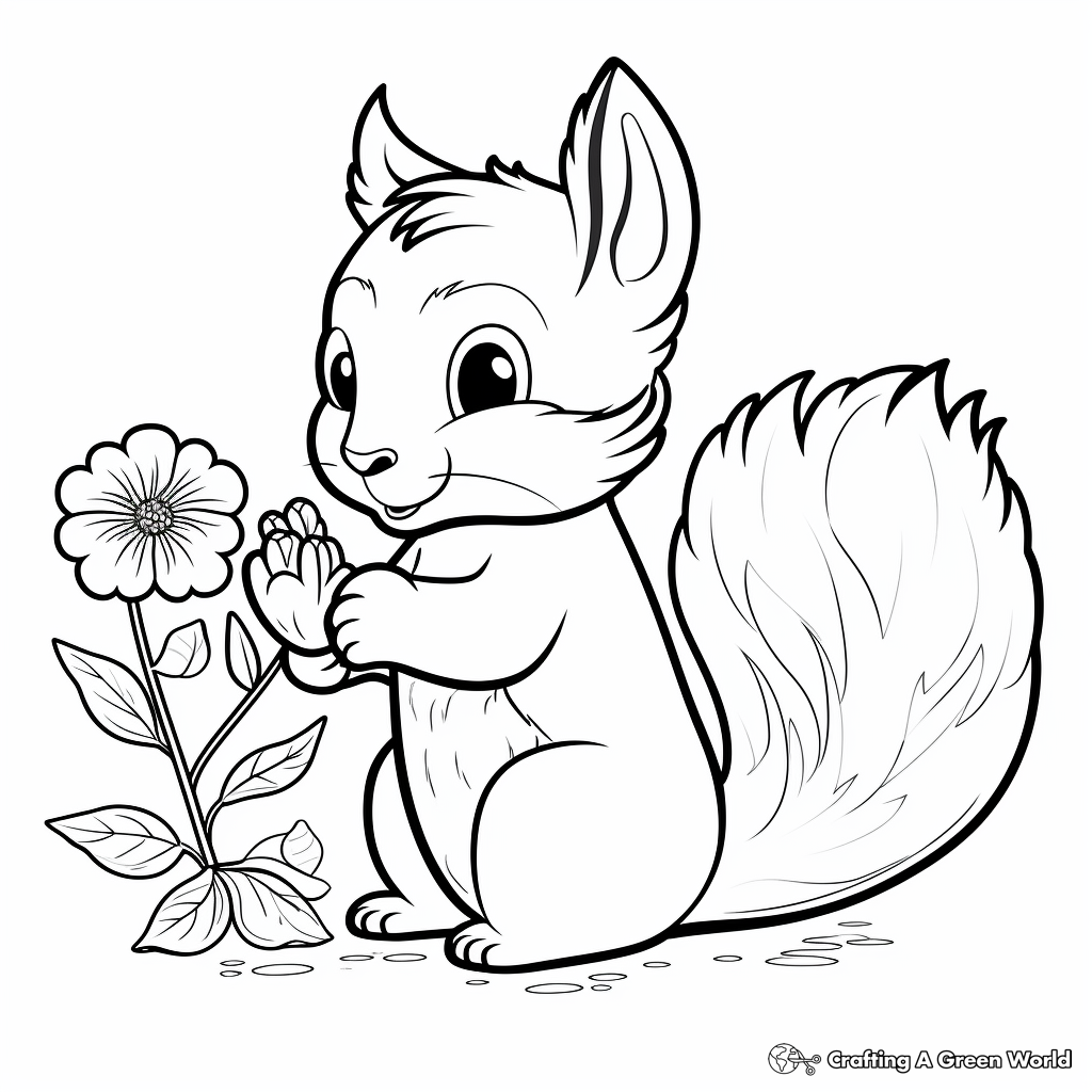 Charming Squirrel with Acorn Sprout coloring pages 4