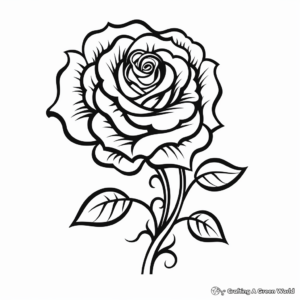 Charming Swirl Rose Tattoo Coloring Pages 1
