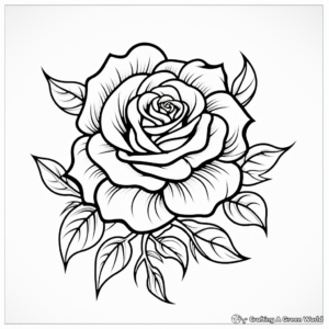 Charming Swirl Rose Tattoo Coloring Pages 2