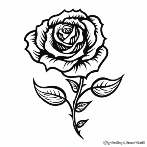 Charming Swirl Rose Tattoo Coloring Pages 3
