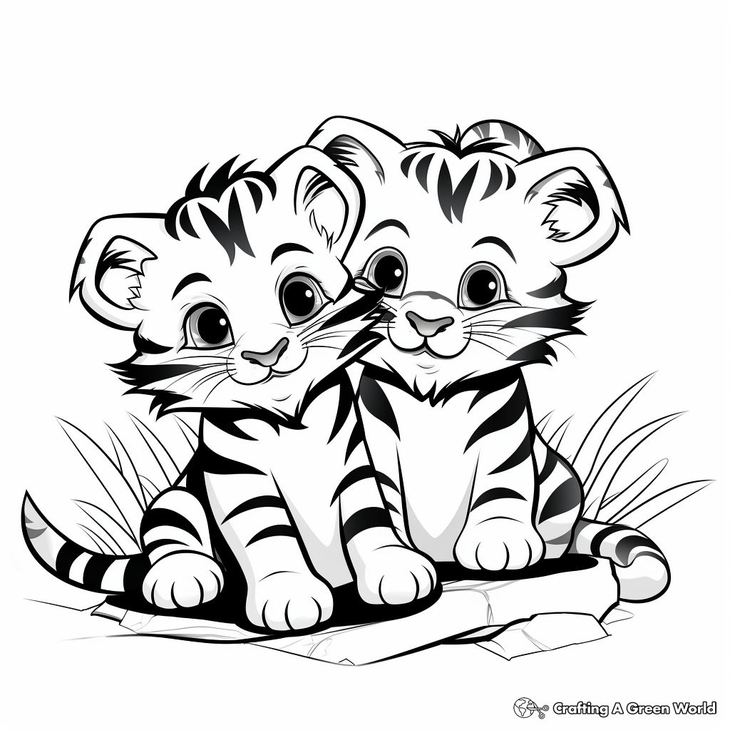 Charming Tiger Kittens Coloring Sheets 1