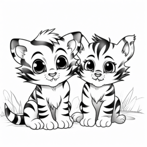 Charming Tiger Kittens Coloring Sheets 2