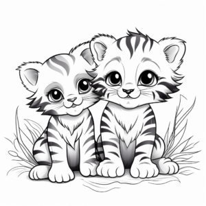 Charming Tiger Kittens Coloring Sheets 3