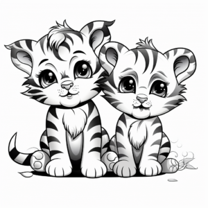 Charming Tiger Kittens Coloring Sheets 4