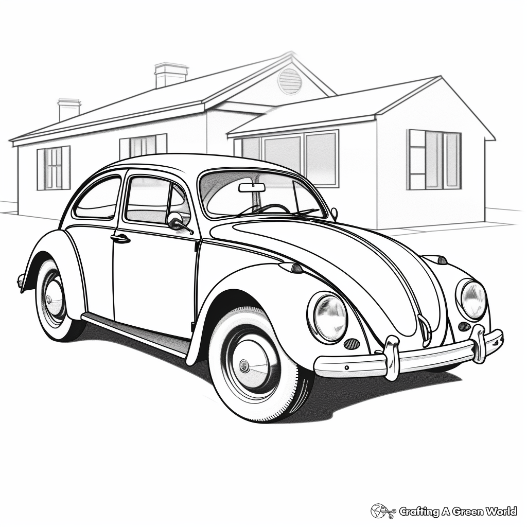 Charming VW Bug Coloring Sheets 4