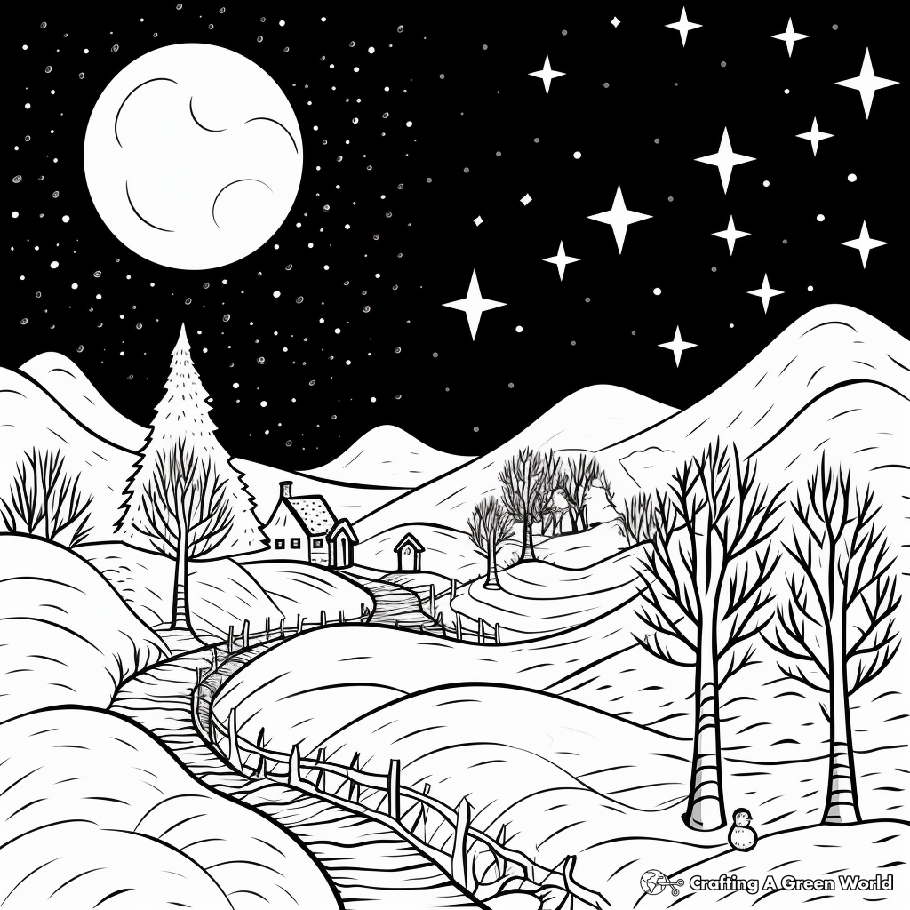 Charming Winter Solstice Night Coloring Pages 3