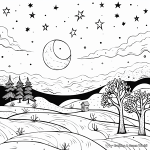 Charming Winter Solstice Night Coloring Pages 4