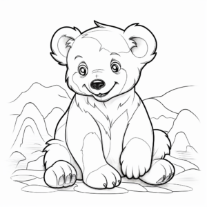Cheerful American Black Bear Cub Coloring Pages 1