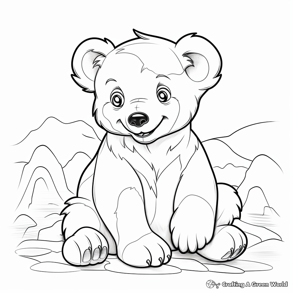 Cheerful American Black Bear Cub Coloring Pages 1