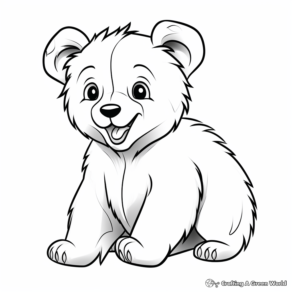 Cheerful American Black Bear Cub Coloring Pages 2