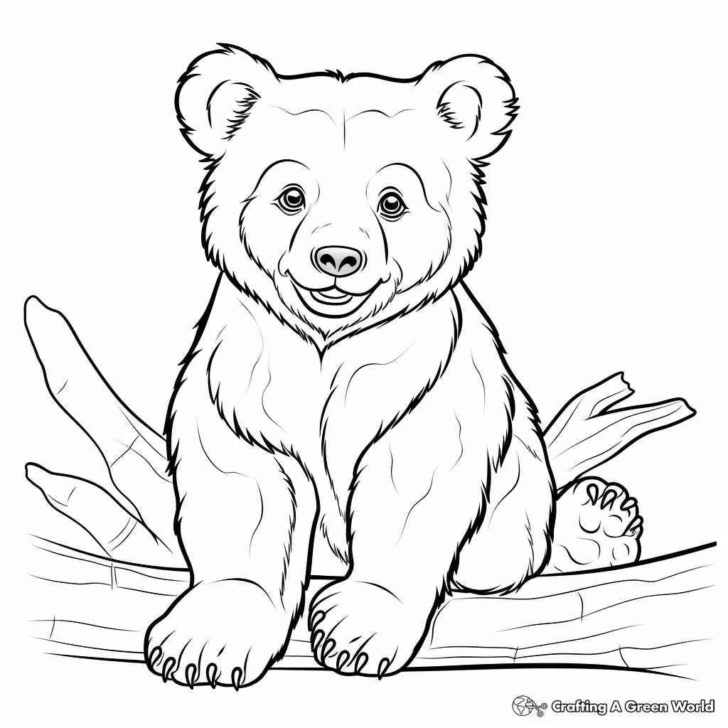 Cheerful American Black Bear Cub Coloring Pages 4