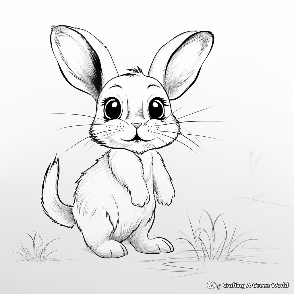 Cheerful Baby Bunny and Butterfly Coloring Pages 1