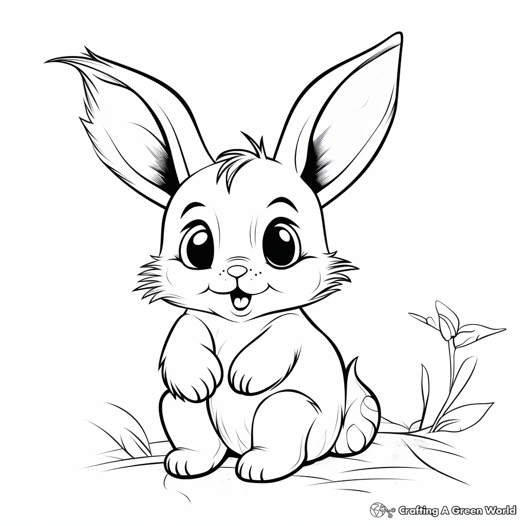 Cheerful Baby Bunny and Butterfly Coloring Pages 4