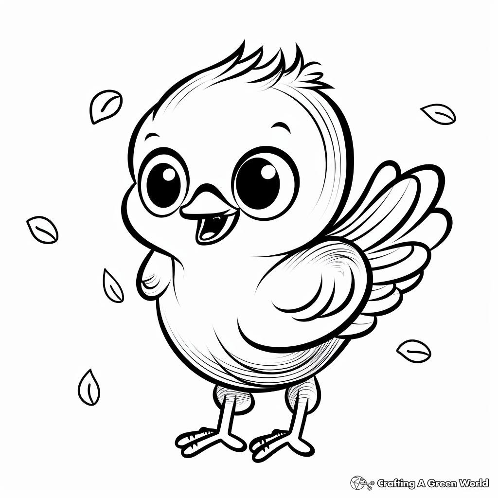 Cheerful Bird Coloring Pages 1