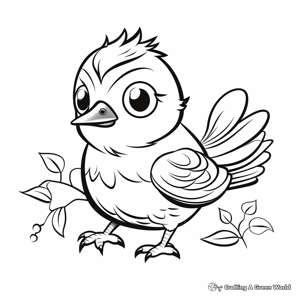 Cheerful Bird Coloring Pages 4