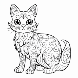 Cheerful Calico Cat Coloring Pages 1