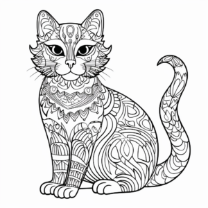 Cheerful Calico Cat Coloring Pages 3