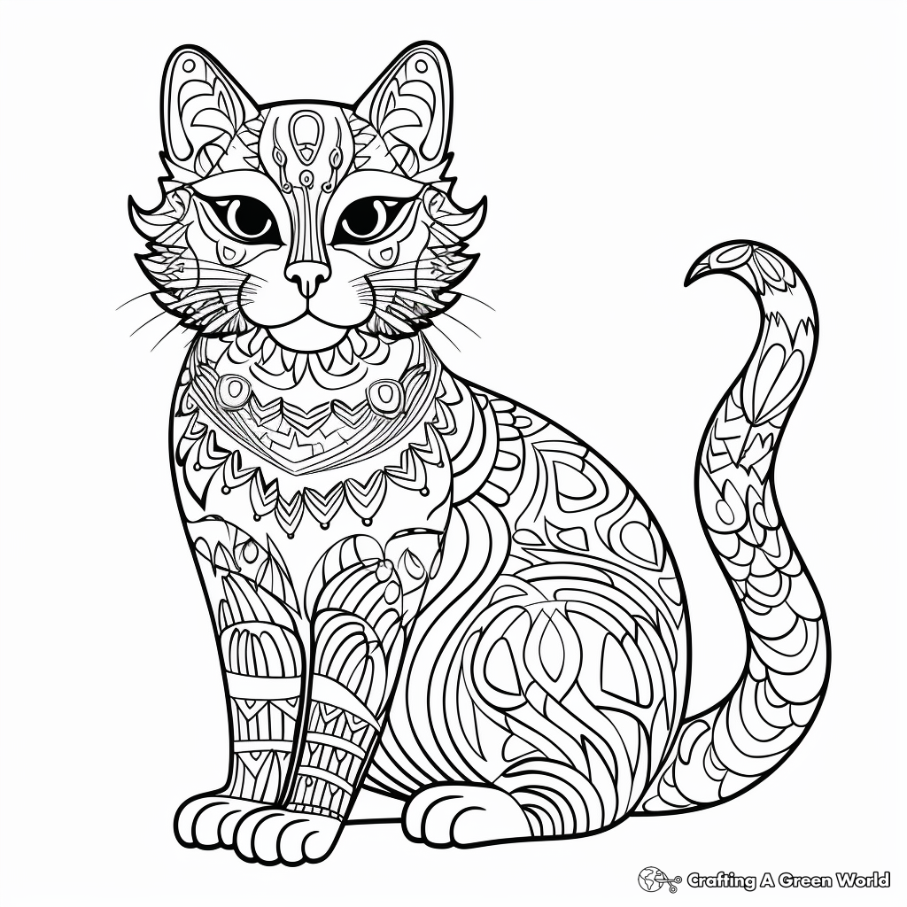 Cheerful Calico Cat Coloring Pages 3