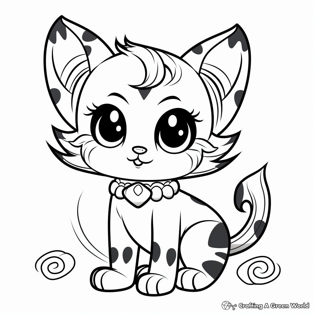 Cheerful Calico Kitty Coloring Pages 1