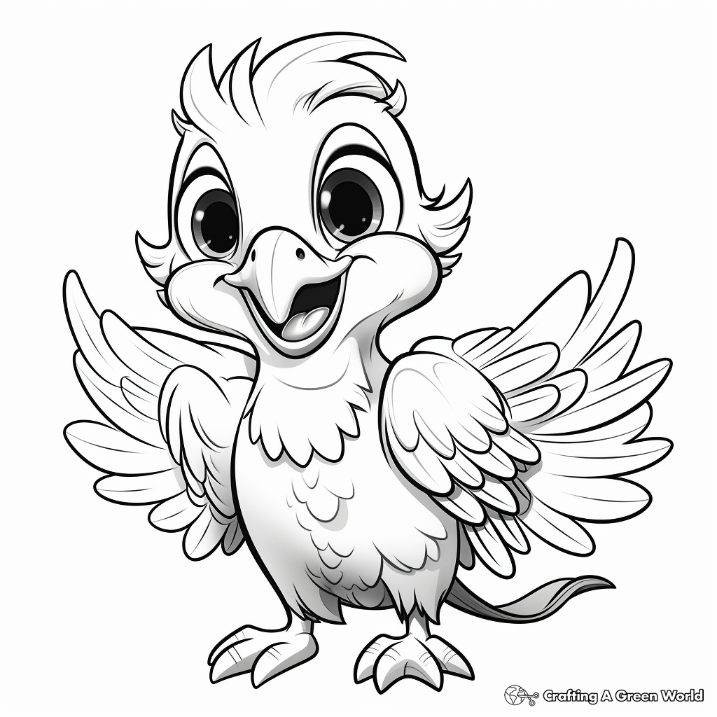 Cheerful Cartoon Parrot Coloring Sheets 1