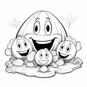 Cheerful Clam with Friends Coloring Pages 4