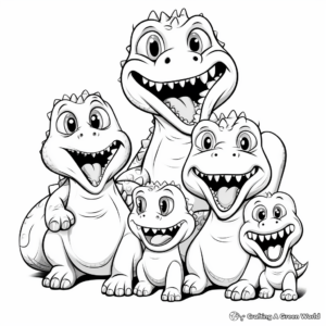 Cheerful Dinosaur Family Coloring Pages 2