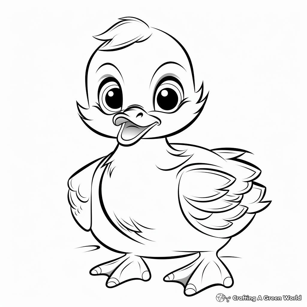 Cheerful Duckling Coloring Pages for Kids 4