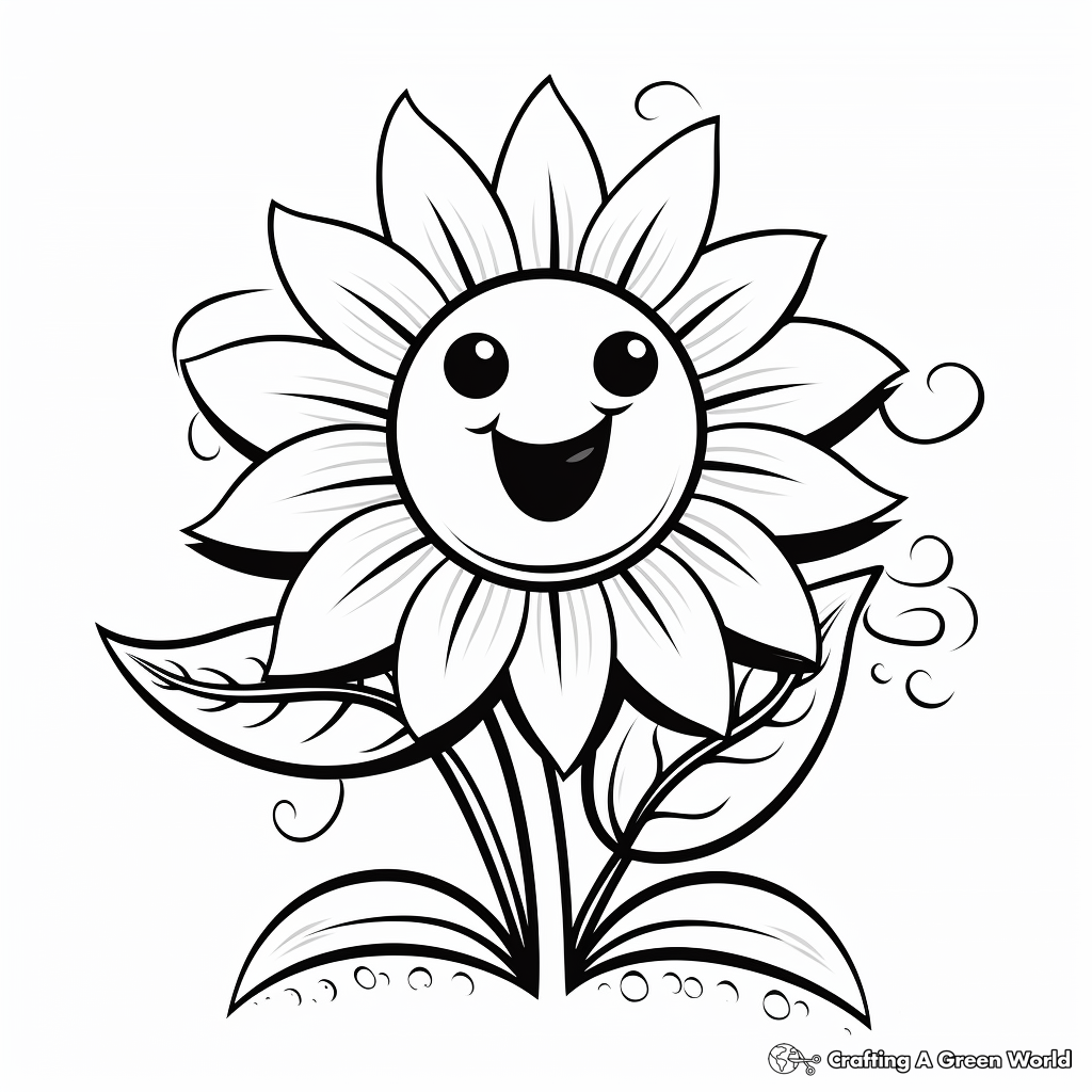 Cheerful Flower Coloring Pages 1