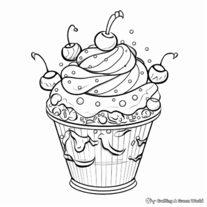 Cheerful Ice-Cream Sundae Coloring Pages 4
