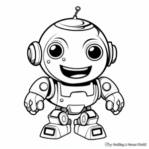 Cheerful Robot Coloring Pages 2