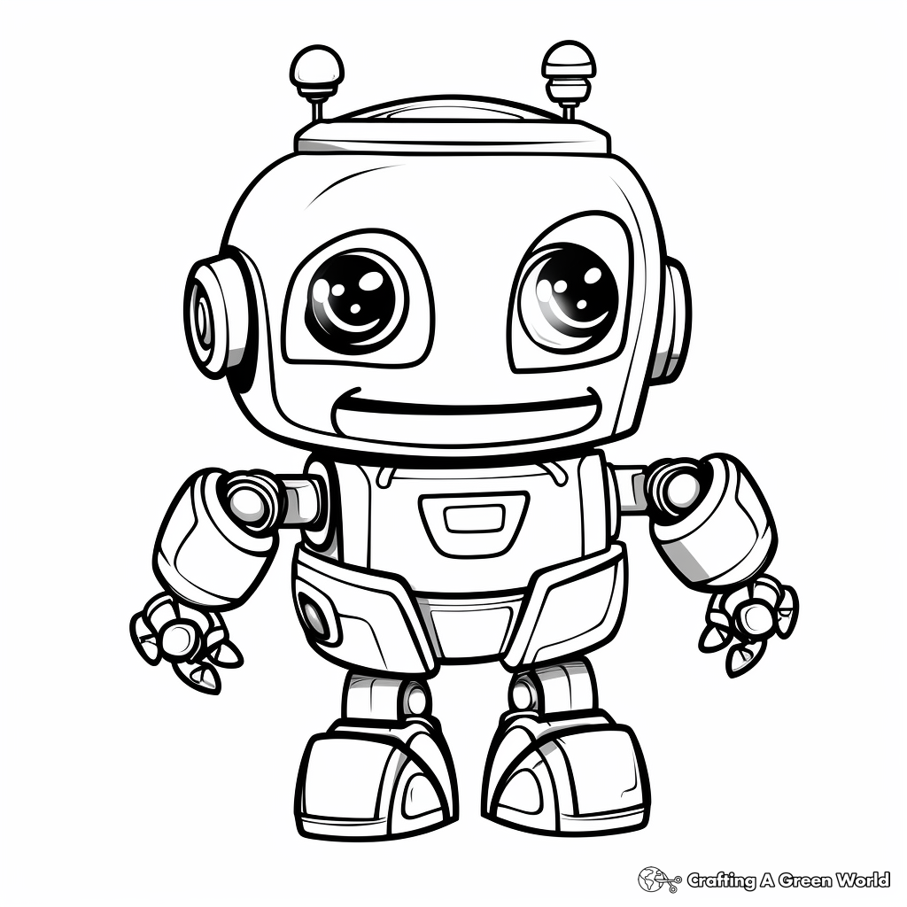 Cheerful Robot Coloring Pages 3
