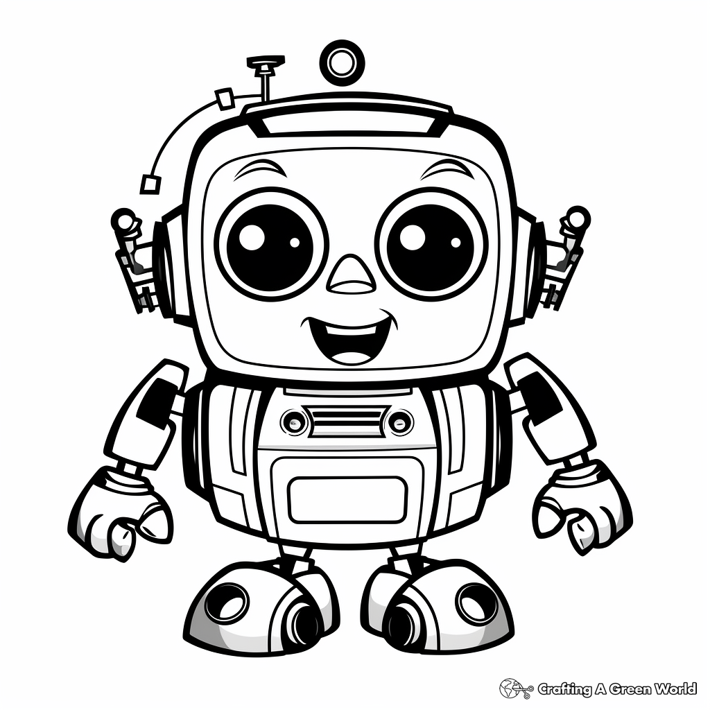 Cheerful Robot Coloring Pages 4