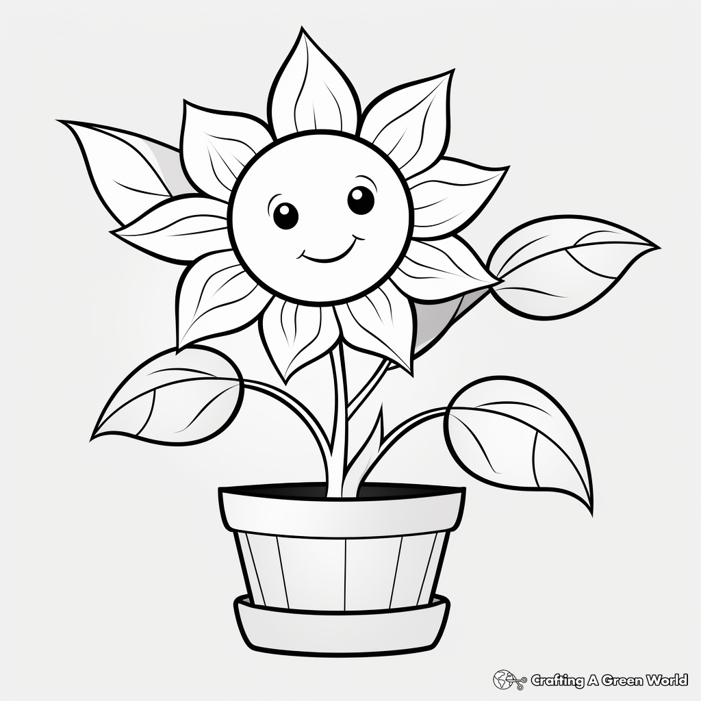 Cheerful Sunflower Coloring Pages 1