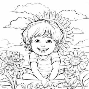 Cheerful 'Thinking of You' Sunshine Coloring Pages 1