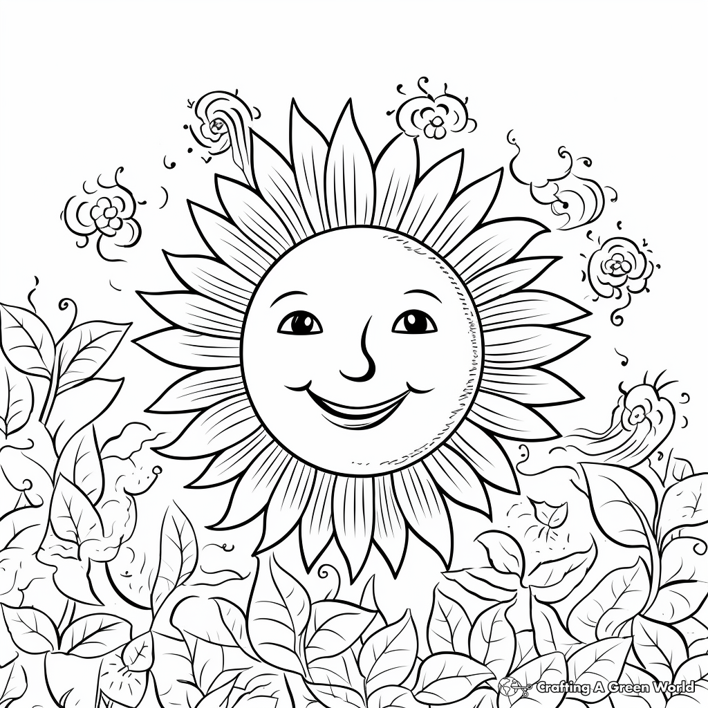 Cheerful 'Thinking of You' Sunshine Coloring Pages 3