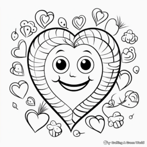Cheerful Valentine Heart Coloring Pages 3