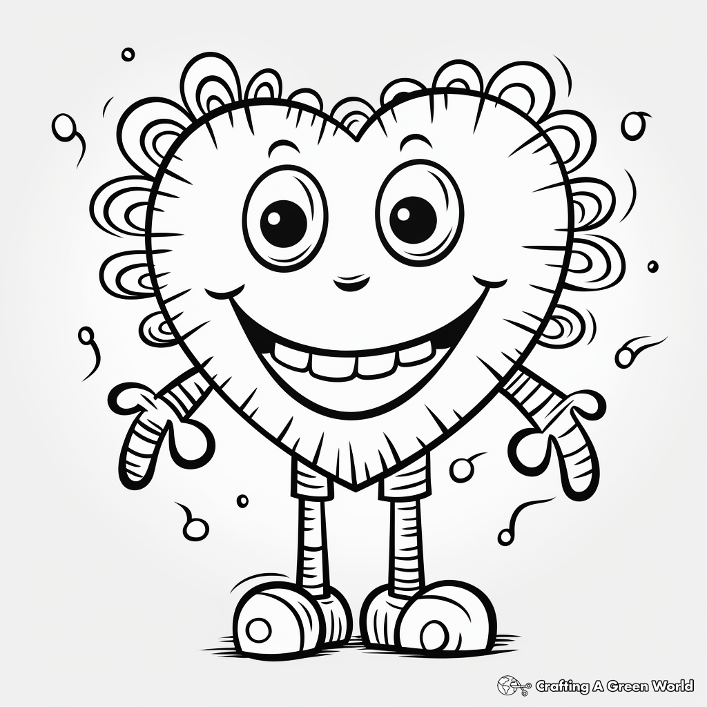 Cheerful Valentine Heart Coloring Pages 4