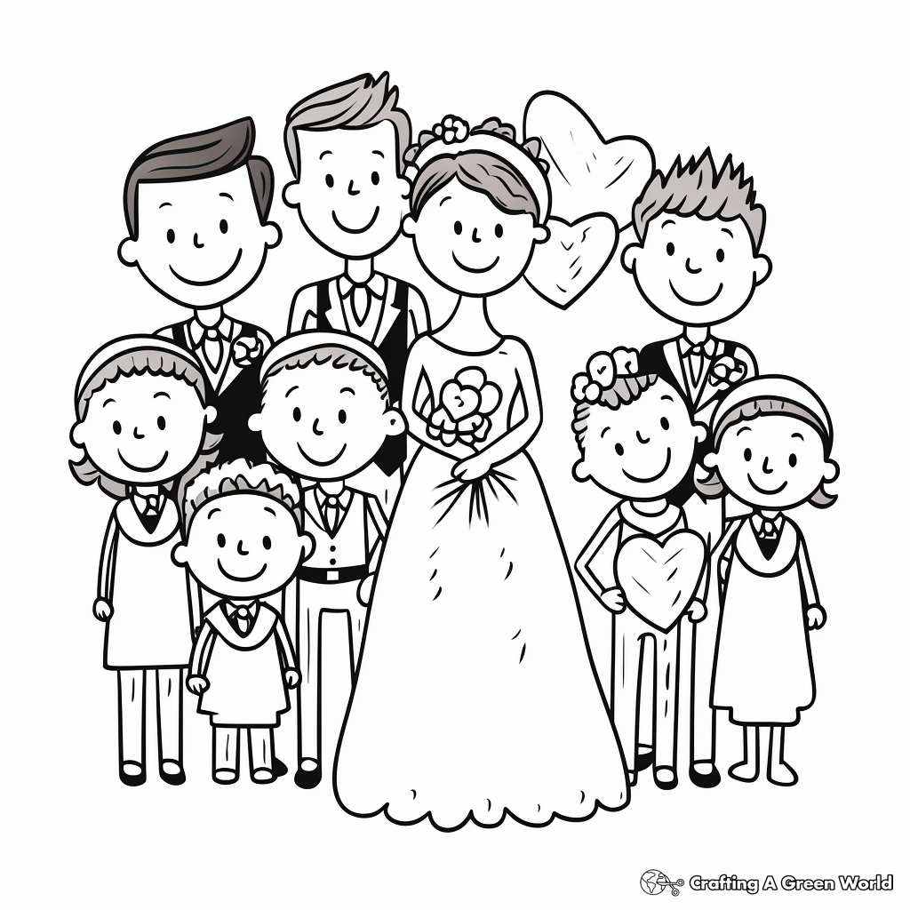 Cheerful Wedding Party People Coloring Pages 1