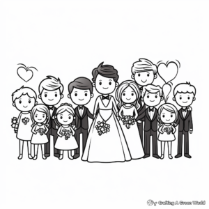 Cheerful Wedding Party People Coloring Pages 3