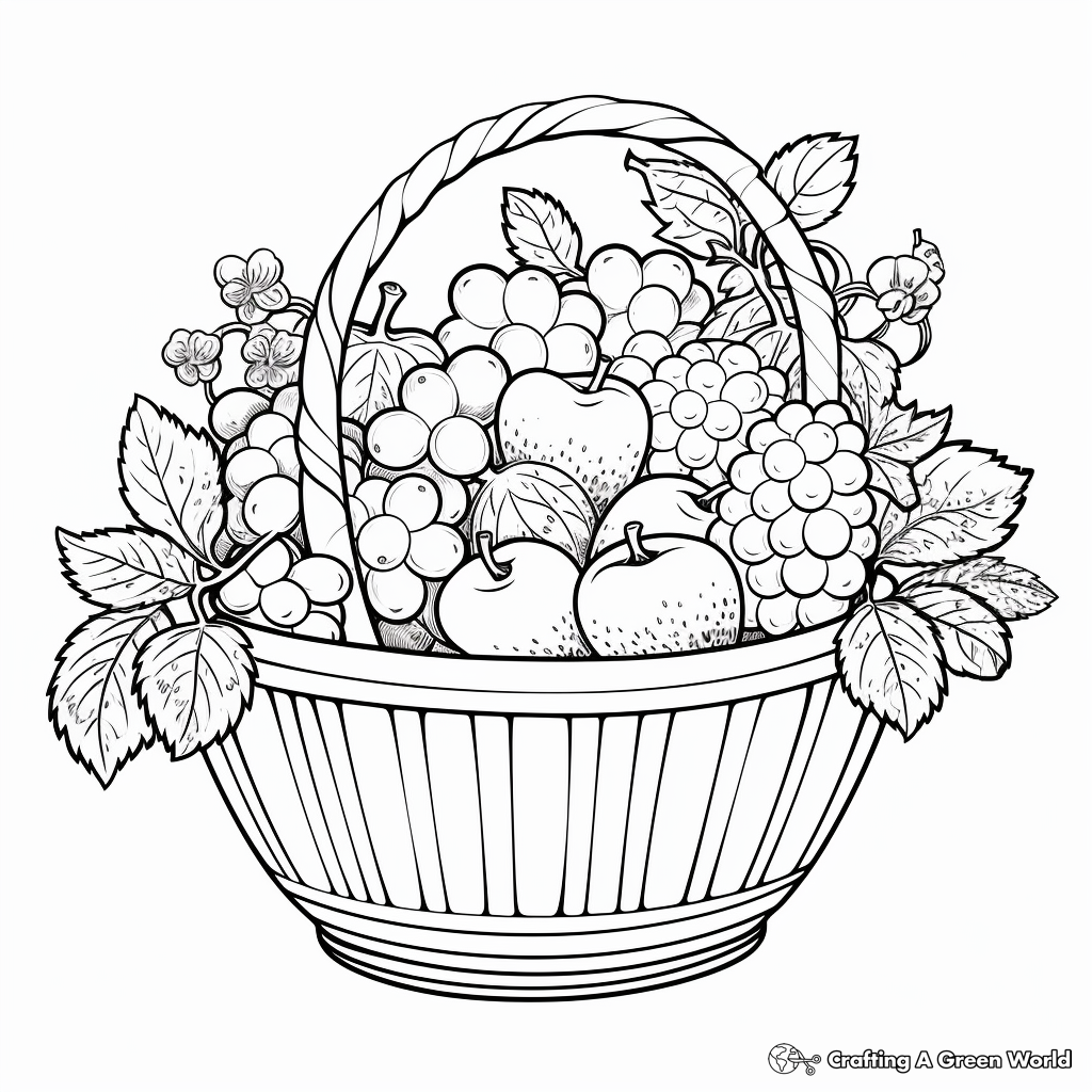 Cheery Spring Fruit Basket Coloring Pages 1