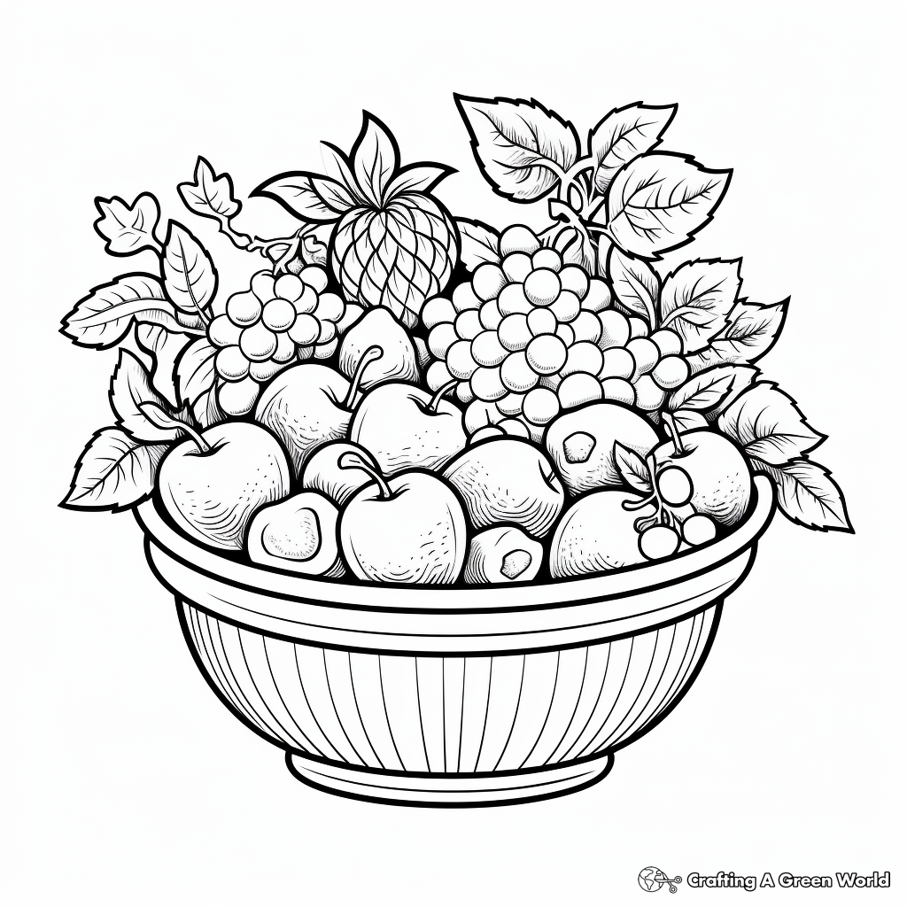 Cheery Spring Fruit Basket Coloring Pages 2