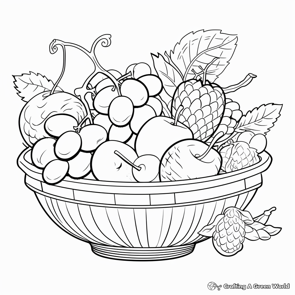 Cheery Spring Fruit Basket Coloring Pages 3