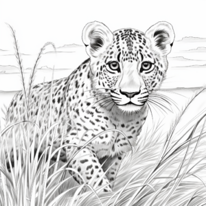 Cheetah Hunt Scene Coloring Pages 3