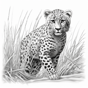 Cheetah in their Natural Habitat Coloring Pages 3